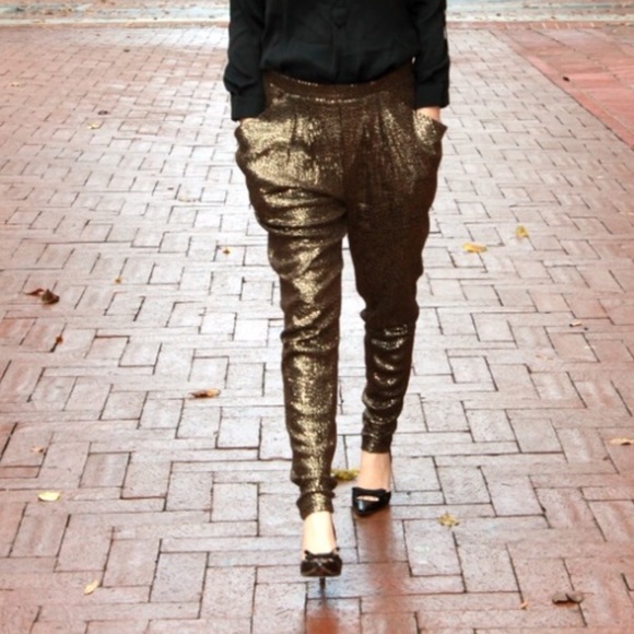 Zara Bronze Sequined Harem Pants / Joggers Size S - Picture 11 of 11